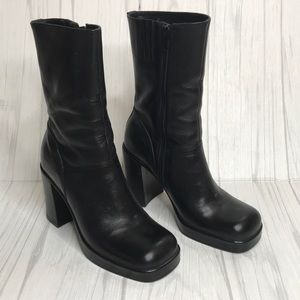Black leather boots